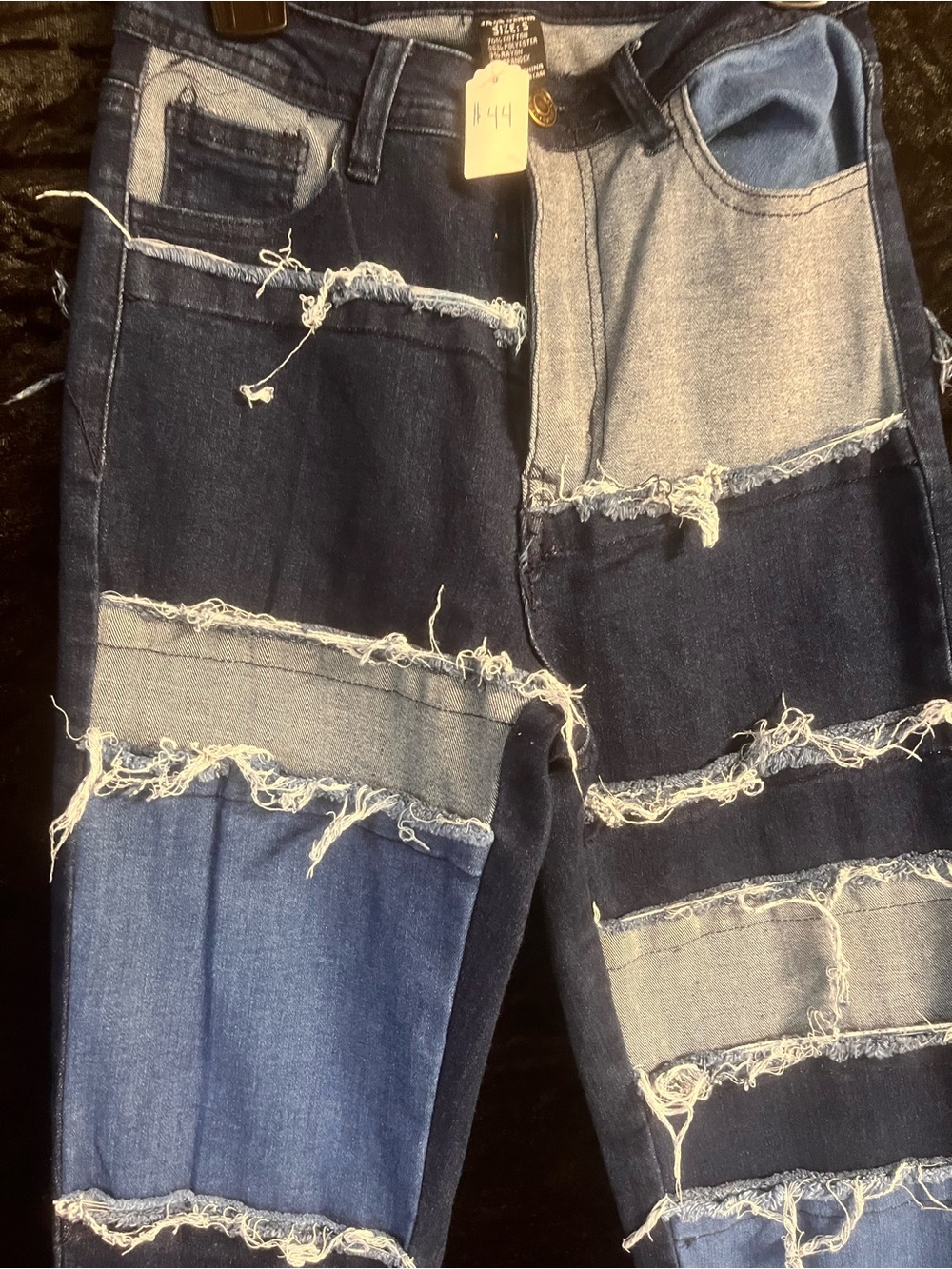 Size small Patchwork Frayed Wide-Leg Jeans - Blue